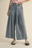 Washed Denim Wide Leg Pants B12489