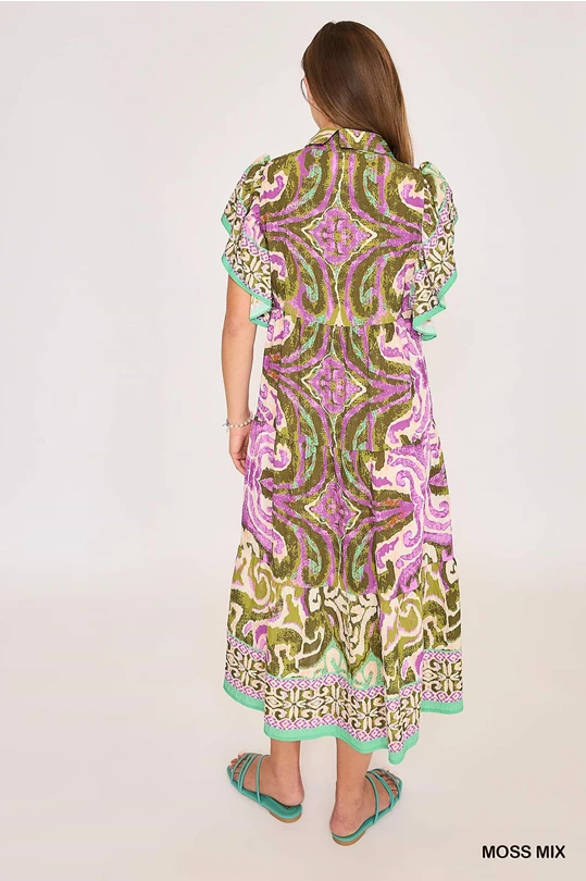 mix print midi dress Moss Mix Print MIDI Dress L