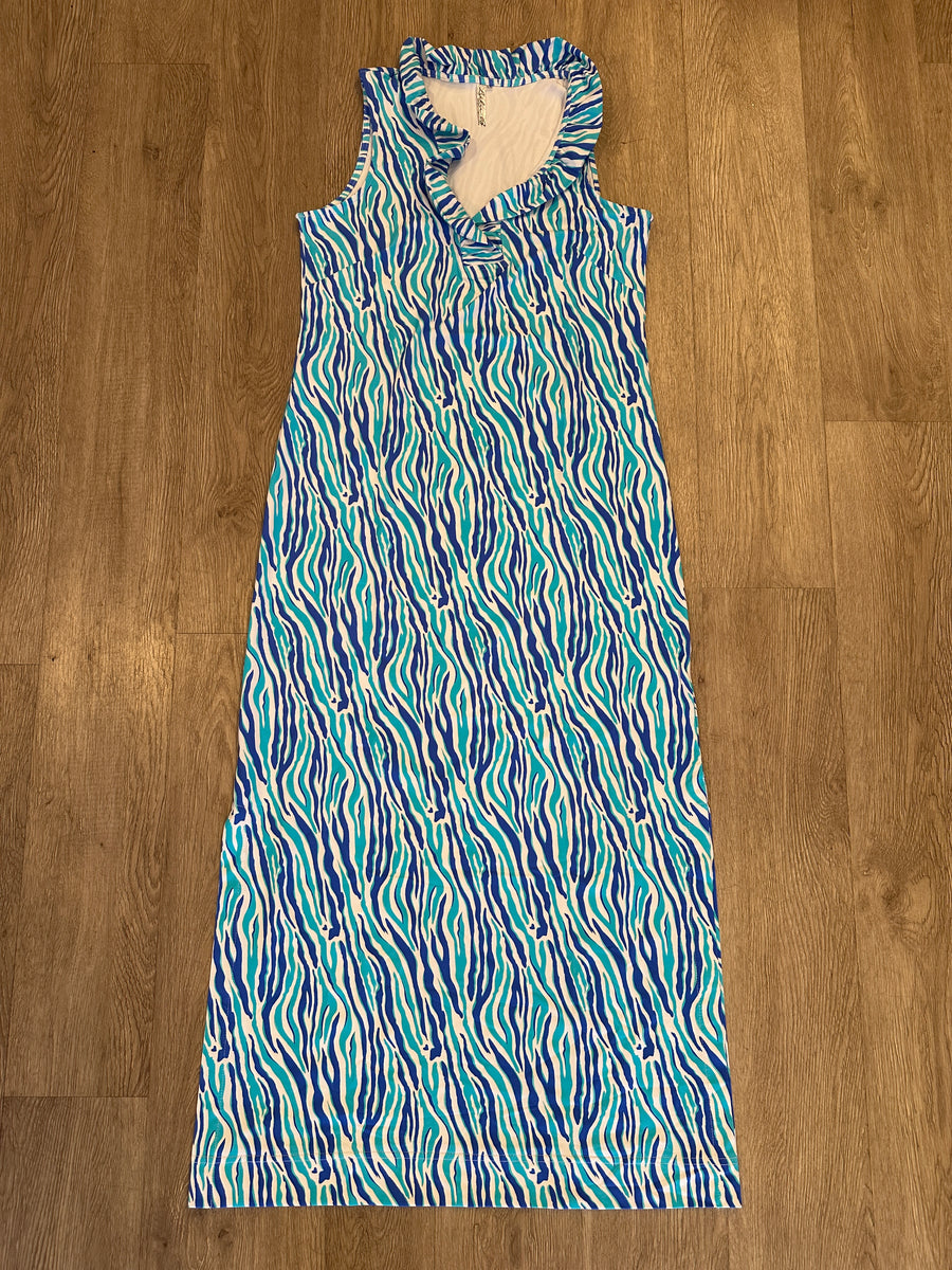 lulu b maxi dresses Lulu-B Maxi Ruffle Slv/Less Dress – Simply Chic Monogram Boutique Rockingham