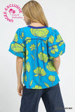 Cerulean Floral Puff Sleeve Blouse C5774