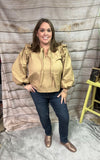 Camel Top w/ Ribbon-Tie Neck