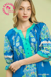 Print Henley Tiered Mini Dress C5848