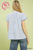 Peri V-Neck Stripe Top with Lace Trim K1919
