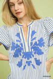 Peri V-Neck Stripe Top with Lace Trim K1919