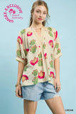 Cream Abstract Print Top K1921