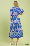 Boho Border Print Midi Dress K1937