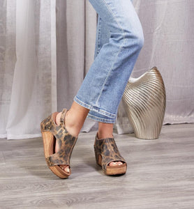 Corky’s Washed Cognac Leopard Carley Wedge