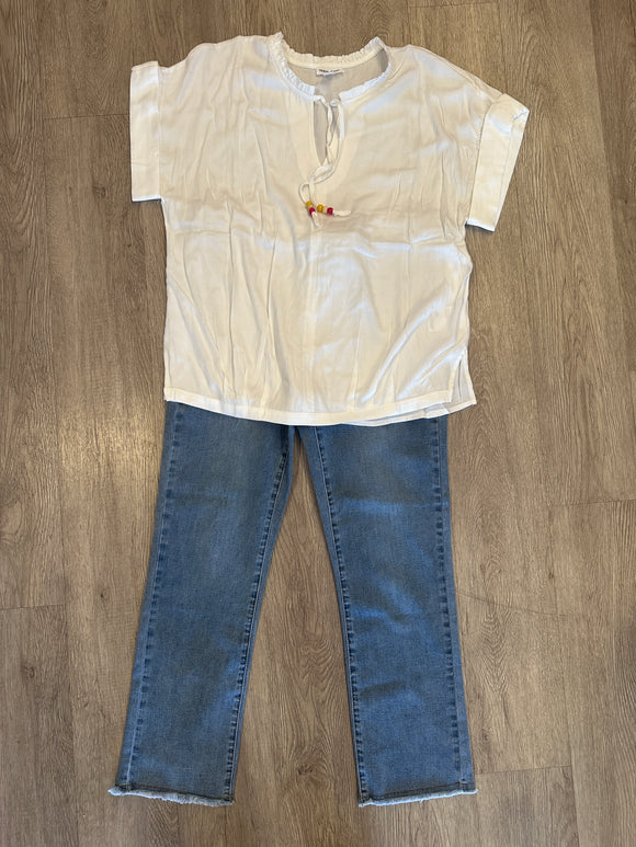 BLOUSE W/ PLEAT DTL & BEADS