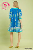 Print Henley Tiered Mini Dress C5848