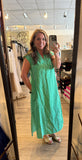 Green Stripe V-Neck Maxi D30356