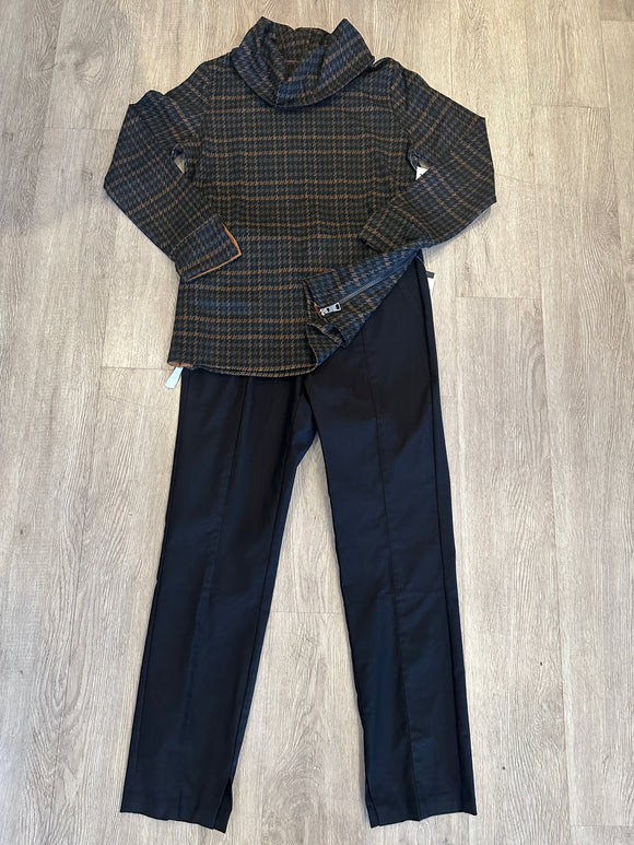 L/S COWL NECK TOP W/ZIPPER