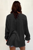 Black Distressed Crinkle Patchwork Top