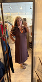 Brown Solid Midi Dress w/ Side Slit M51192