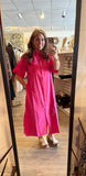 Fuchsia Button Down Midi Dress G15651