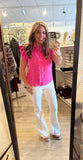 Hot Pink Button-Up Crinkle Top G15387