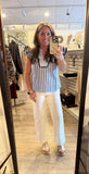 Blue Stripe Top w/ Ruffle Sleeves G15748
