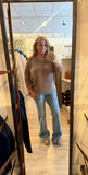 Front Pocket Dolman Long Sleeve Knit Sweater- Cocoa 64362