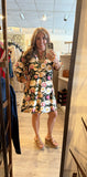 Mix Floral Contrast Trim Shift Mini Dress C5943