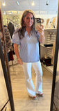 Blue Stripe Peasant Top G15560