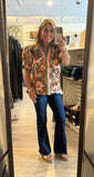 Brown Floral Puff Sleeve Top T27949