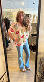 Cream Abstract Print Top K1921