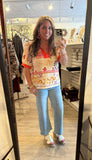 Cream Mix Floral Boho Top B12997