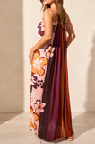 MAXI PLACEMENT PRINT FLOWY DRESS-Maroon