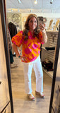Tangerine Floral Puff Sleeve Blouse C5774