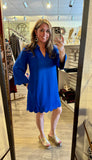 Royal 3/4 Sleeve Scallop Hem Dress G15395