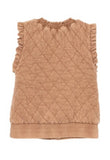 Katydid Garment Quilted Ruffle Sleeve Vest- Brown