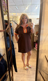 Brown Zip Front Casual Dress G15872