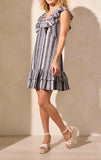 DRESS W/ FRILL AND TRIMS