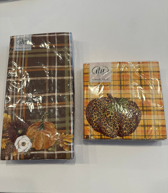 Leopard Plaid Pumpkin Cocktail Napkin