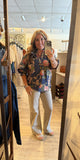 Navy Floral V-Neck Top D1288