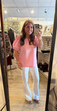 Pink Stripe Peasant Top G15560