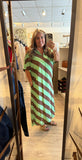 Green/Brown Diagonal Stripe Dress D30632