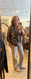 Navy Floral V-Neck Top D1288