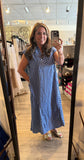 Blue Stripe V-Neck Maxi D30356