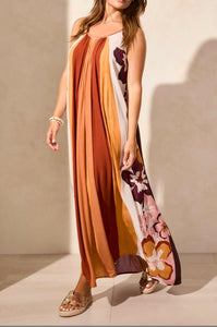 MAXI PLACEMENT PRINT FLOWY DRESS-Maroon
