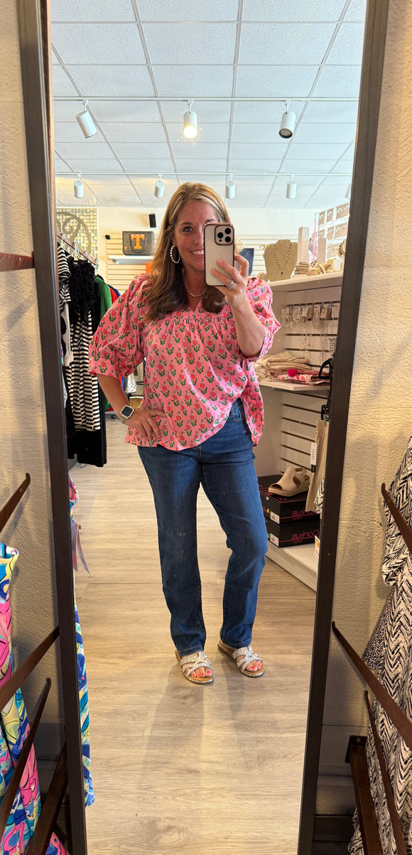 Faded Blue Boundless Sophia Straight Leg Pull On Jean