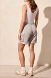 L/S COLOR BLOCK MOCK NK TOP W/ZIPPER/PULL ON CARGO SHORT