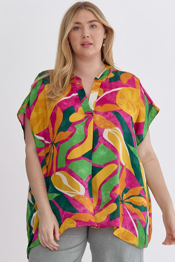 Orchid Green Print Top