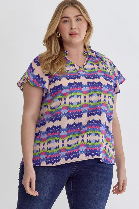 Blue Combo Print Top