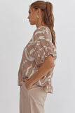Taupe Printed Round Neck Top