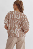 Taupe Printed Round Neck Top