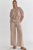 Taupe Printed Round Neck Top