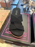 Corky’s Black Shimmer Bonny Wedge Sandal