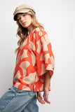 Coral Taupe Print Woven Top