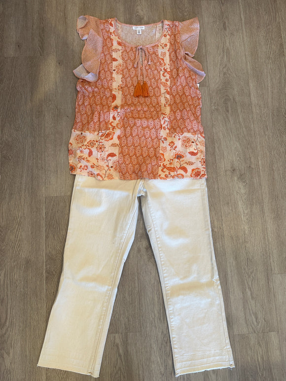 SOPHIA MICRO FLARE CROP JEANS W/RELEASED HEM-Ecru