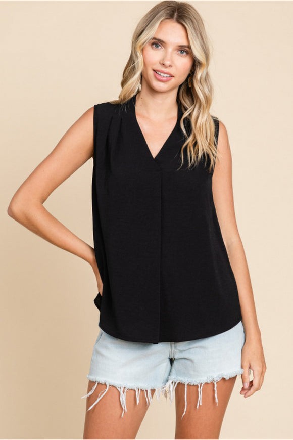 Black V-Neck Sleeveless Top